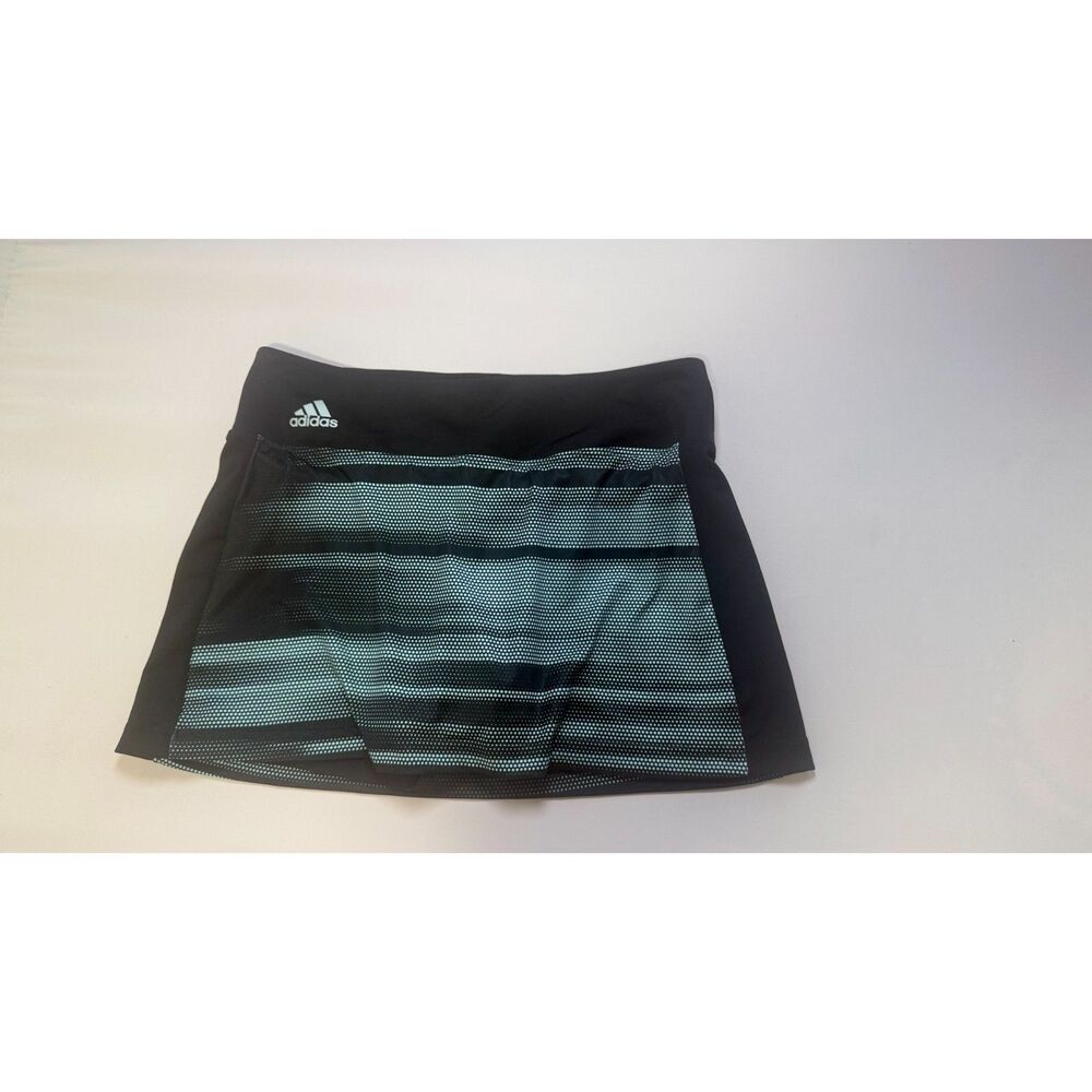 Adidas Girls M 11-12 Climalite Tennis Skort Black Aqua Built In Shorts Youth
